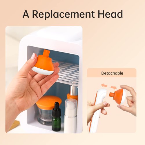 SOICY S40 Metal Ice Roller for Face Under Eye Skin Care Tools for Whole Body Minor Injury Cold CompressIce Face Roller Massager for Migraine Pain with 2 Stainless Steel Replacement Heads Orange