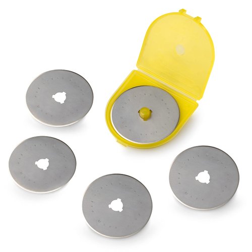 OLFA 60mm Rotary Cutter Replacement Blades, 5 Blades (RB60-5) - Tungsten Steel Circular Rotary Fabric Cutter Blade for Crafts, Sewing, Quilting, Fits Most 60mm Rotary Cutters,Gray