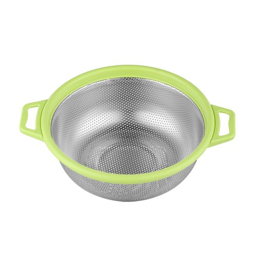 AHIABOAT Colander Stainless Steel Microporous, 3QT Rice Strainer with Handle, Rice Washer Stainless Steel Strainer, Food-Grade Strainers and Colanders for Kitchen, Pasta Strainer, Dishwasher Safe