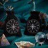 CREATCABIN 2Pcs Black Tarot Storage Bag Thick Velvet Packing Pouches 12 Constellation Symbol Drawstring Bag Protective Card Board Game Embroidery for Tarot Dice Card Jewelry Crystal Pouch