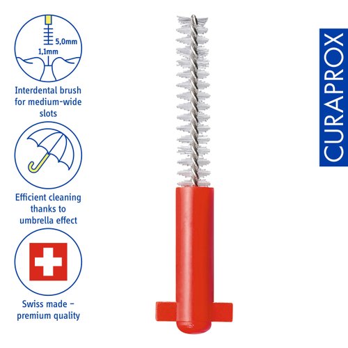Curaprox CPS 07 Prime Refill Pack Interdental Brushes, 0.7mm to 2.5mm, Red (8 Pack)