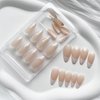 French Tip Press on Nails Medium, Almond Shape Fake Nails White Nail Tip Full Cover False Nails Glossy Acrylic Fake Nails French Press on Nails Nude Glue on Nails Medium Stick on Nails for Women Girls