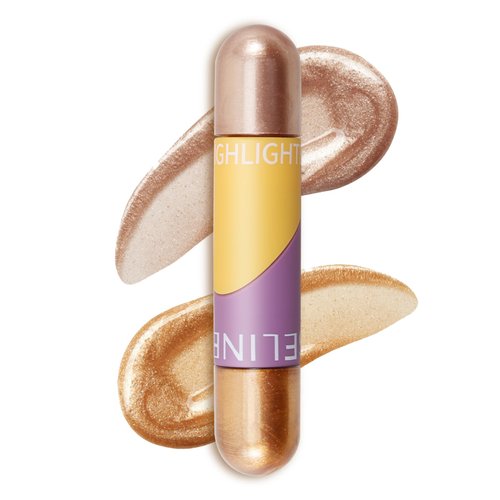 Apooliy 2 in 1 Liquid Contour Highlighter Stick,Smooth Glitter Highlighter Makeup，Multi-Use Body Shimmer Liquid Bronzer