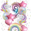 Unicorn Balloons Unicorn Birthday Party Decorations for Girls Foil Balloons Set Macaron and Rainbow Balloon Wedding Baby Shower Party Supplie (number 9)
