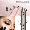 LemonSac 6 Pcs Double-sided Liquid Eyeliner Pen, with Eye Makeup Stamp Super Slim Gel Felt Tip, Waterproof Smudgeproof Long Lasting Eye Tattoo -Heart/Moon/Star/Flowers/Smiley/Triangle (6PCS)