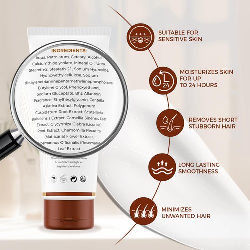 OUKEYA Hair Removal Cream for Women & Men Sensitive Skin, Natural Extracts Depilatory Cream for Bikini Line Legs Arms Underarms, Dermatologically Tested Painless Bikini Hair Remove Gel, 5.29 oz