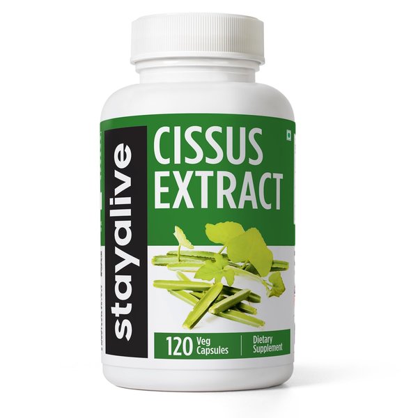 STAY ALIVE Cissus Quadrangularis Supplement 1000mg, 120 Pills, Pure Extract Powder with 40% Ketosterones, Non-GMO and Gluten-Free Cissus Extract Capsules for Men and Women