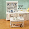 SAMCAMI Wooden Dollhouse Furniture Set - Miniature Dollhouse Furniture 1 12 Scale for Dollhouse Kitchen - Doll House Furniture Toys Incl Kitchen Island, Cabinet, Tea Cup Set and Other Accessories