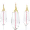 Gold Glitter Eiffel Tower Party Straws - No-Mess Real Gold Glitter Cut-Outs and Decorative Paris Themed Baby Shower or Birthday Party Paper Straws - Set of 24