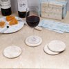 Creative Home Natural Champagne Marble Set of 4 Piece Round Coasters, 4" Diameter