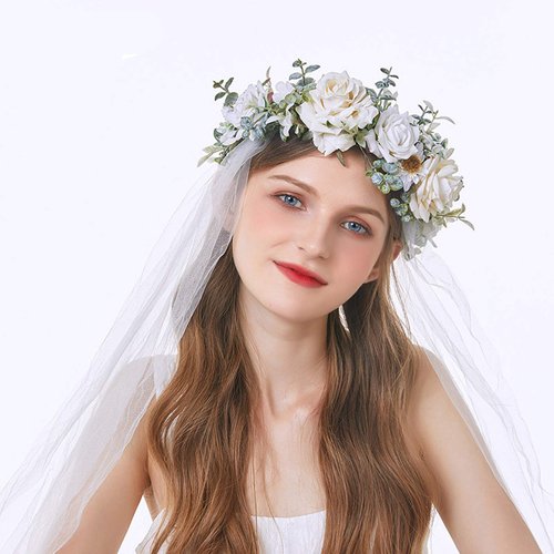 DreamLily Maternity Woodland Photo Shoot Peony Flower Crown Hair Wreath Wedding Headband BC44 (Style 16 Daisy White)