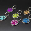 Engraved Pet Tag for Dogs & Cats - Personalized with 4 Lines of Custom Engraved ID, Round Paw Print Stainless Steel Enameled Deep Pink Regular