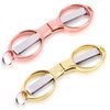 2PCS Folding Scissors, Portable Travel Scissors, Christmas Gift for Men Glasses Shaped Mini Shear Telescopic Cutter, Anti Rust Stainless Steel Scissors for Fishing Sewing (Rose Gold, Gold)- Tiosamd
