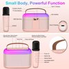 TiMOVO Karaoke Machine for Kids, Mini Portable Bluetooth Karaoke Speaker with 2 Wireless Microphone and LED Lights, Kids Music Player Toy Birthday Gifts with Stickers for Girls Boys Family Home Party