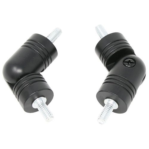 MERIVILLE Hinged Elbow Connector - Designed for Bay Window Curtain Rods or Corner Drapery Rods up to 1-inch Diameter, Black Finish, 2 Pcs