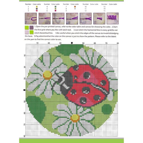 Beyond Your Thoughts Model Latch Hook Kit Rug Pattern Printed Sewing Kit Classic Crochet Needlework Craft Shaggy Rug Cute Carpet Animal Ladybug 025 for Kids & Adults 16 by 16 Inch