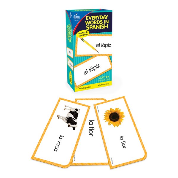Carson Dellosa 104 Spanish Flash Cards for Kids, Spanish Vocabulary Flash Cards for Beginners, Picture Flash Cards for Toddlers, Learning Spanish Game for Beginners