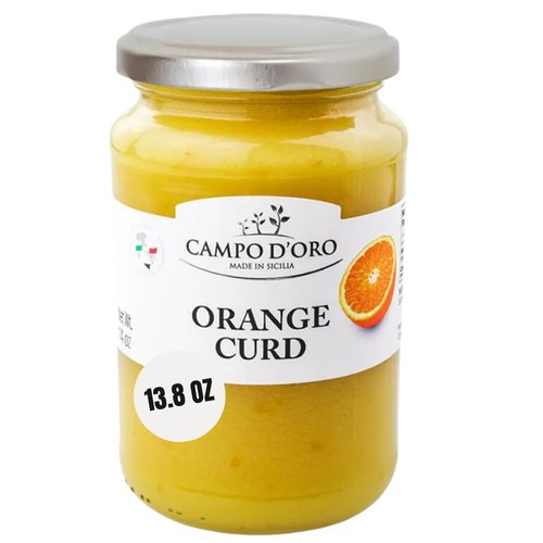 Orange Curd, 13.8 oz (390 g), Sicilian Orange custard cream made with fresh orange juice, eggs and butter. product of Italy, 100 Natural, Non GMO, Campo D'Oro