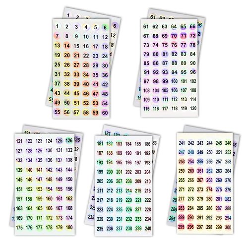 2 Sets Number Stickers (Number 1-300), Self Adhesive Label Laser Stickers for Organizing Nail Polish Bottle/Nail Swatch Sticks/Lipstick (Dia.10mm)