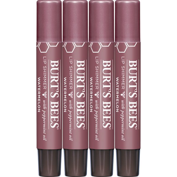 Burt's Bees Shimmer Lip Tint Easter Basket Stuffers, Tinted Lip Balm Stick, Moisturizing for All Day Hydration with Natural Glowy Pigmented Finish & Buildable Color, Watermelon (4-Pack)