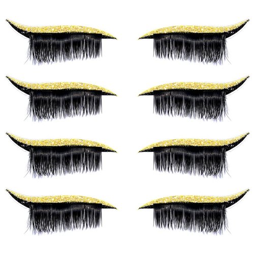 Uranian Eyeliner Stickers with Eyelashes Reusable Eyeliner and Eyelash Stickers Glitter Instant Eye Line Strip Eyeshadow Stickers Colorful Eyelid Tape for Party Eye Makeup Tool for Women (Yellow)