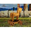 Johnny World - Ancient Toys - Wooden Trojan Horse Pull Toy with Hardcover Book! Teach Children About History Through Interactive Play