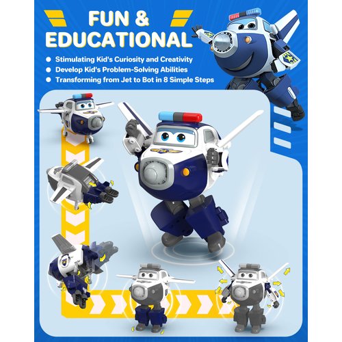 Super Wings 5" Transforming Paul Airplane Toys Vehicle, Action Figure, Plane to Robot, Suitable 3 4 5 year old Preschool Kids, Fun Plane Toys for Boys and Girls, Birthday Gifts, Blue