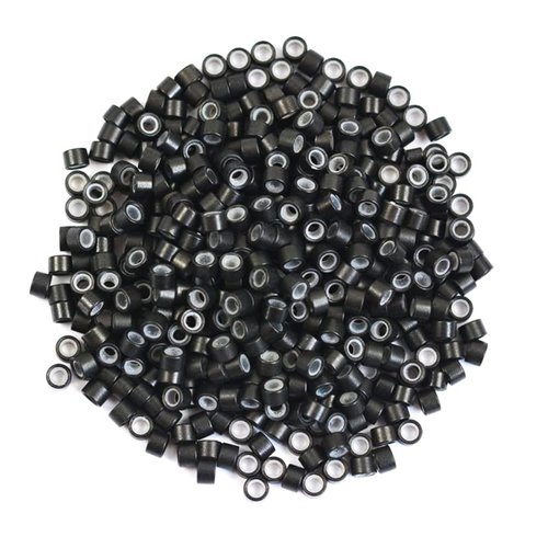 BUPPLER Silicone Lined Micro Ring Beads for Hair Extensions Wig 500PCS 5mm Micro Rings Links Tool