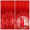2 Pack Red Streamers Party Backdrop Christmas Decorations Foil Fringe Backdrop Curtains Carnival Casino Theme Birthday New Year Holiday Celebration Bachelorette Party Decorations Supplies