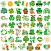 HOWAF 96pcs St. Patrick's Day Temporary Tattoos,Glitter Shamrock Tattoo Stickers for Irish Party Decorations,Lucky Clover Face Tattoos with Leprechaun for Green Party Parade Makeup
