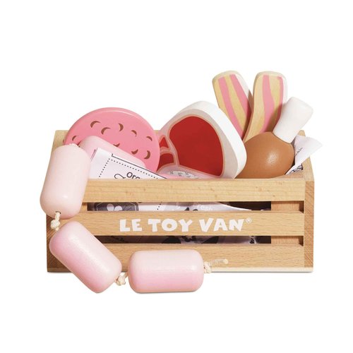 Le Toy Van - Educational Pretend Play Toy Food | Wooden Honeybee Market Meat Crate | Supermarket Pretend Play Shop Food
