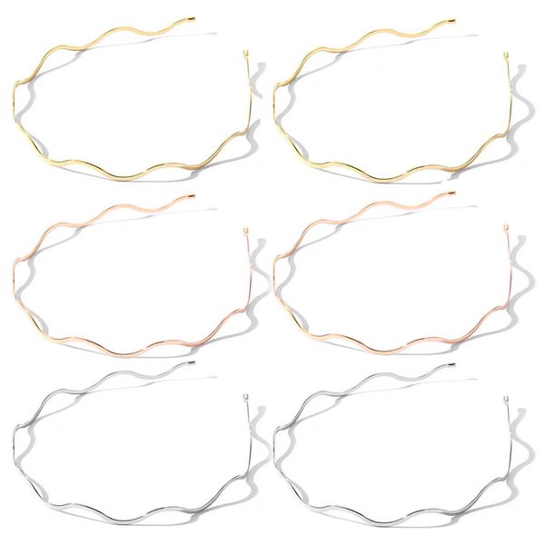 KuuGuu 6 PCS Metal Headbands Wave Hair Band Fashion Grace Headdress for Teen Girls Elastic Thin Hair Accessories Simple Versatile Practical Bangs Headband for Girls Women (Gold & Silver & Rose Gold)