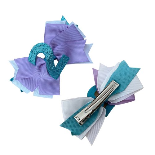 Girls 2nd Birthday Mermaid Colors Hair Bow - by Inspired Bows