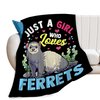 Just A Girl Who Loves Ferrets Blanket Ferret Decor Throw Blanket Gifts for Girls Boys Ferret Lover Super Warm Soft Plush Lightweight Fleece Flannel Bedding Blanket for Kids Adults Men Women 50"X40"