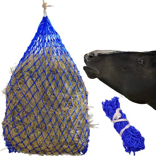 Harrison Howard Slow Feed Hay Net for Horses with 2"x2" Mesh Holes Goat Feeder Blue