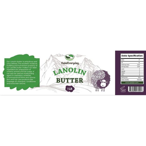 SAAQIN Lanolin (Anhydrous) - Ultra Refined Butter - Use for Lotion, Cream, Lip Balm, Oil, Stick, or Body Butter 1/2 Lb