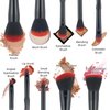 Beautiful Makeup Brushes, Make Up Brushes Set Transparent Handle for Blush Foundation Eye Shadow Kabuki Concealer Cosmetic Brushes Kits Red Black Makeup Tools