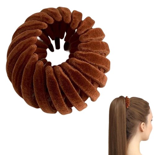 Magic Hair Clips - Bird Nest Hair Clips, Velvet Expandable Hair Bun Maker | Three Rows Of Teeth Styling Hair Clips, Hair Styling Accessories For Making Ponytail, Bun And Hairpin (Dark Brown)
