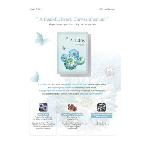 LA TRESS Chrysanthemum Relaxing High Quality Korean Face Mask, Korean Beauty Skin Care (5 Sheets)