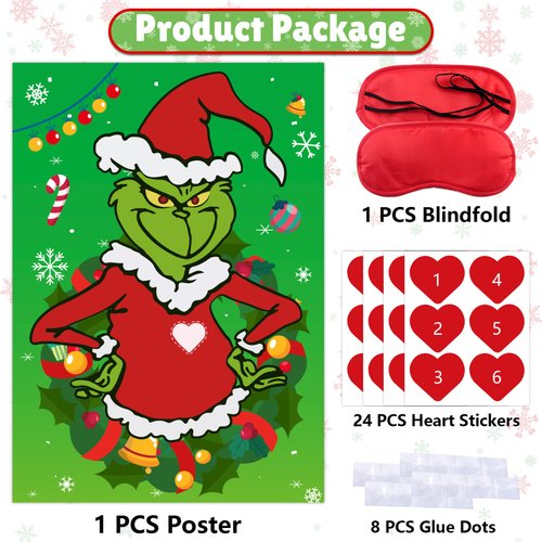 Pin the Heart on the Game for Kids Christmas Party Games Xmas Activities Christmas Decorations for Christmas Party Outdoor