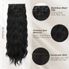 BARSDAR Clip in Hair Extensions, 20 Inch 5PCs Long Wavy Black Hair Extensions Clip in, Thick Soft Synthetic Clip in Hairpieces for Women Girls Daily Party Halloween- Natural Black