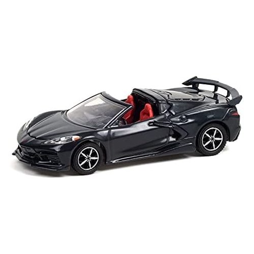 2020 Chevy Corvette C8 Stingray Convertible Shadow Gray Metallic with Adrenaline Red Interior (Lot #3002) Barrett Jackson Scottsdale Edition Series 7 1/64 Diecast Model Car by Greenlight 37230F
