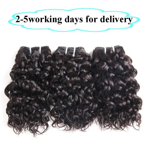 Malaysian Water Wave Bundles with Closure 12A Bundles Human Hair Ocean Wave Wet & Wavy Human Hair Bundles with Lace Closure 100% Human Hair Extensions Remy Hair Bundles (8 8 8+8inch)