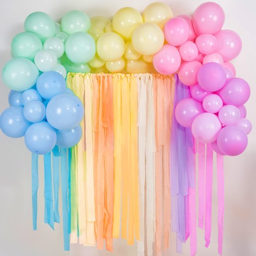 PartyWoo Crepe Paper Streamers 6 Rolls 492ft, Pack of Party Streamers in 6 Pastel Colors for Birthday Decorations, Party Decorations, Wedding Decorations (1.8 Inch x 82 Ft/Roll)