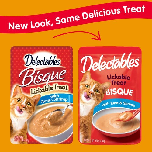 Delectables Bisque Lickable Wet Cat Treats - Tuna & Shrimp - 12 Pack