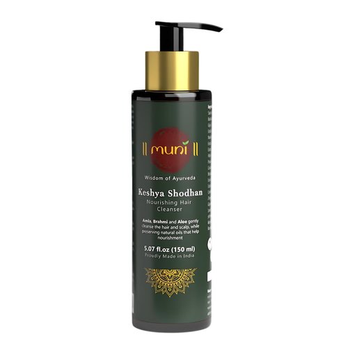 Muni Ayurvedic Hair Nourishing Sulfate free Shampoo with Reetha, Shikakai, Bhringraj, Amla helps in hair loss control. Hair thickening rosemary shampoo for women & men, 5.07 fl oz