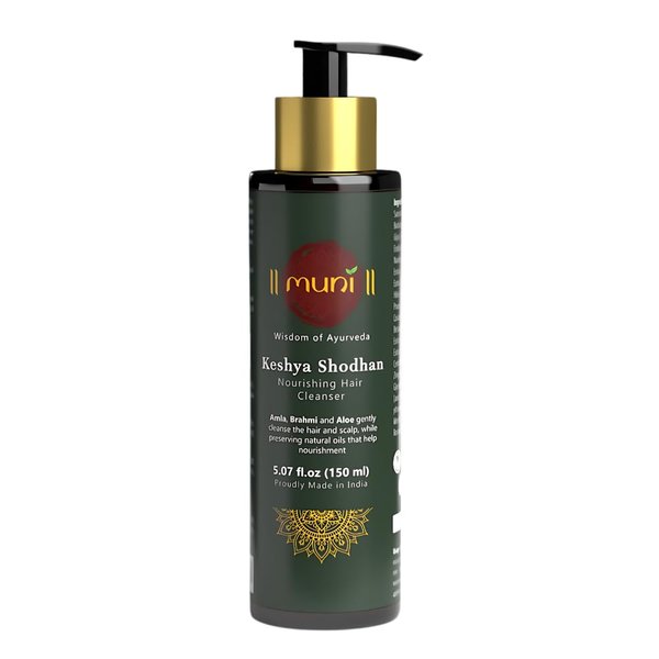 Muni Ayurvedic Hair Nourishing Sulfate free Shampoo with Reetha, Shikakai, Bhringraj, Amla helps in hair loss control. Hair thickening rosemary shampoo for women & men, 5.07 fl oz