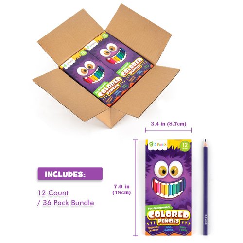 D-FantiX 432 Count Colored Pencils Bulk, 36 Packs Pre-Sharpened Color Pencils Set, Back to School Supplies Aesthetic Kit, Kindergarten Preschool Classroom Must Haves, School Supplies for Teachers