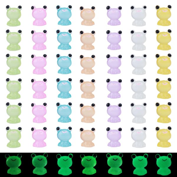 dsooldre 100 Pcs Luminous Mini Resin Frogs Miniature Frogs Figurines Tiny Frog Decor for Fairy Garden, Dollhouse and Landscape Accessories Christmas Birthday Party Decorations Gorgeous Party.
