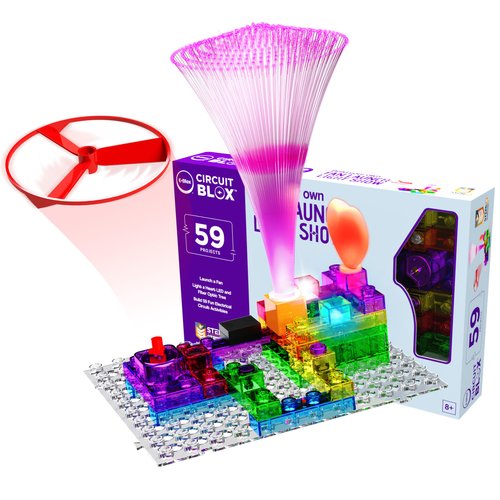 E-Blox Building Blocks STEM Circuit Kit, 59 Projects, Build Your Own Fan Launch Light Show, Science Projects, Birthday Gift, Boys, Girls, 8+